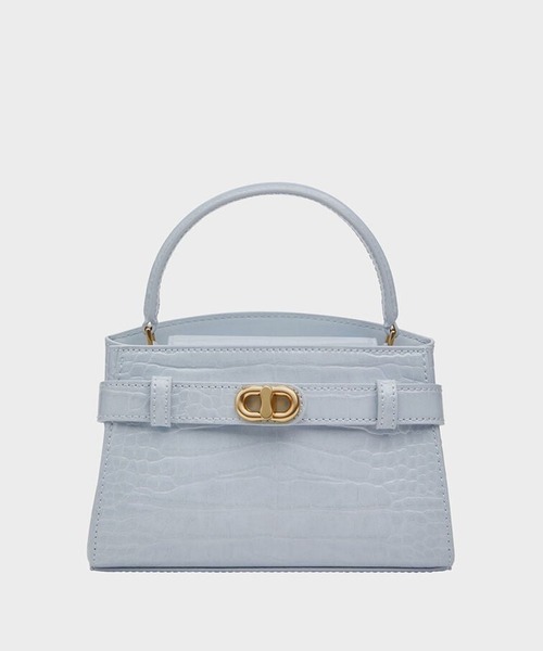 Aubrielle オブリエル クロックエフェクトトップハンドルバッグ ブルー Aubrielle オブリエル クロックエフェクトトップハンドルバッグ