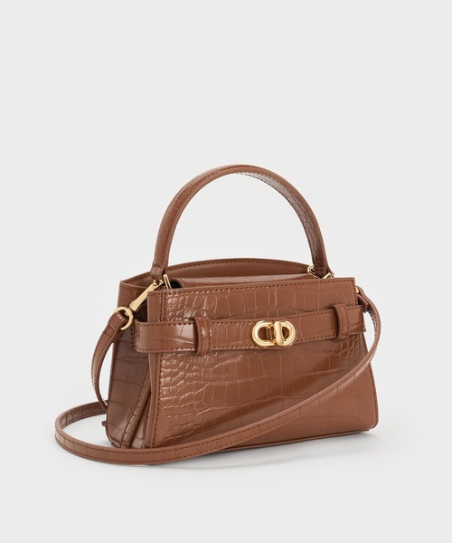 Aubrielle オブリエル クロックエフェクトトップハンドルバッグ