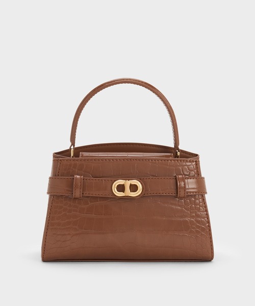 Charles& Keithオブリエル クロックエフェクトトップハンドルバッグ CHARLES ＆ KEITH（チャールズ&キース） ハンドバッグ Aubrielle