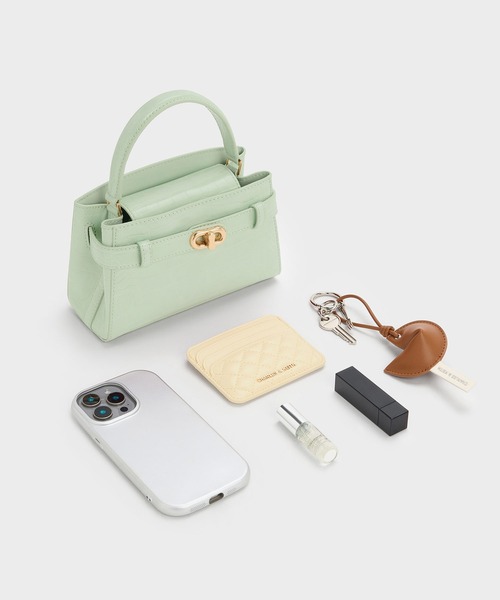 Aubrielle オブリエル クロックエフェクトトップハンドルバッグ