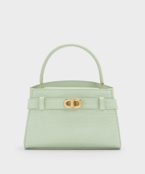 CHARLES & KEITH（チャールズ & キース）の「Aubrielle オブリエル クロックエフェクトトップハンドルバッグ（ハンドバッグ・レディース・ブラック/ホワイト系その他/ベビーピンク/ブルーグラス/アニマル/ミント・S）」の11枚目の写真