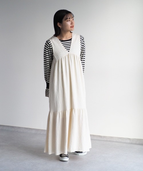 cepo(セポ)の「シワ加工バックリボンギャザーワンピース(ワンピース・レディース・ブラック/オフホワイト・M)」の18枚目の写真