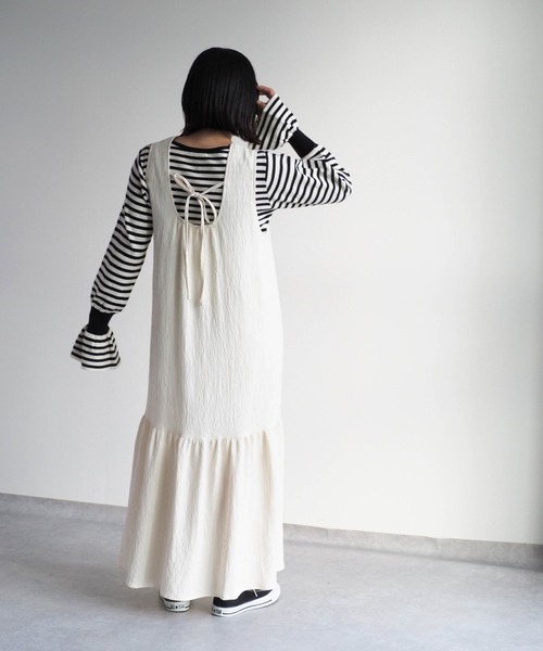 cepo(セポ)の「シワ加工バックリボンギャザーワンピース(ワンピース・レディース・ブラック/オフホワイト・M)」の21枚目の写真