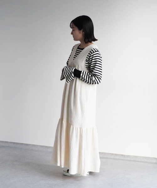 cepo(セポ)の「シワ加工バックリボンギャザーワンピース(ワンピース・レディース・ブラック/オフホワイト・M)」の19枚目の写真