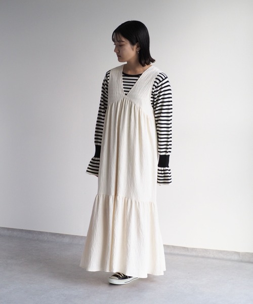 cepo(セポ)の「シワ加工バックリボンギャザーワンピース(ワンピース・レディース・ブラック/オフホワイト・M)」の20枚目の写真