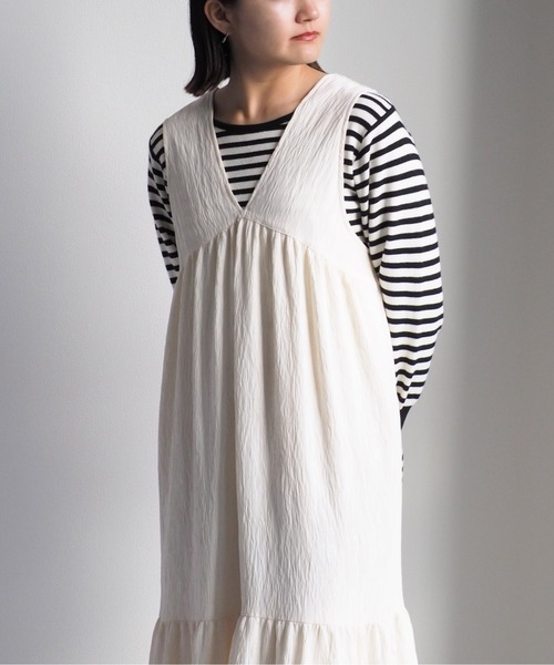 cepo(セポ)の「シワ加工バックリボンギャザーワンピース(ワンピース・レディース・ブラック/オフホワイト・M)」の22枚目の写真