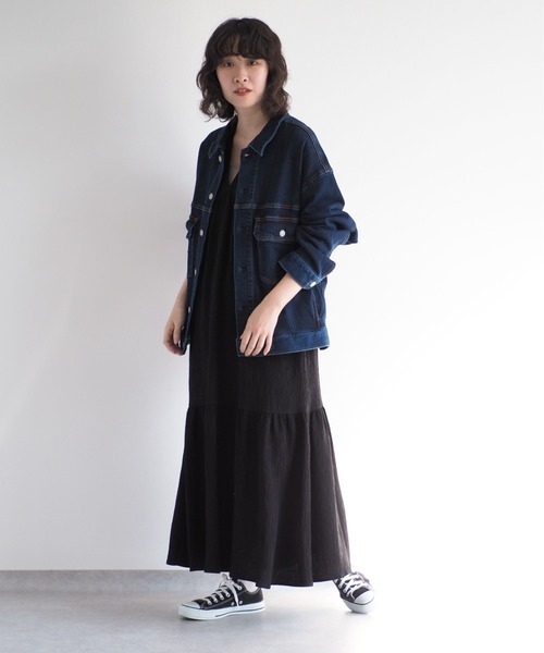 cepo(セポ)の「シワ加工バックリボンギャザーワンピース(ワンピース・レディース・ブラック/オフホワイト・M)」の13枚目の写真