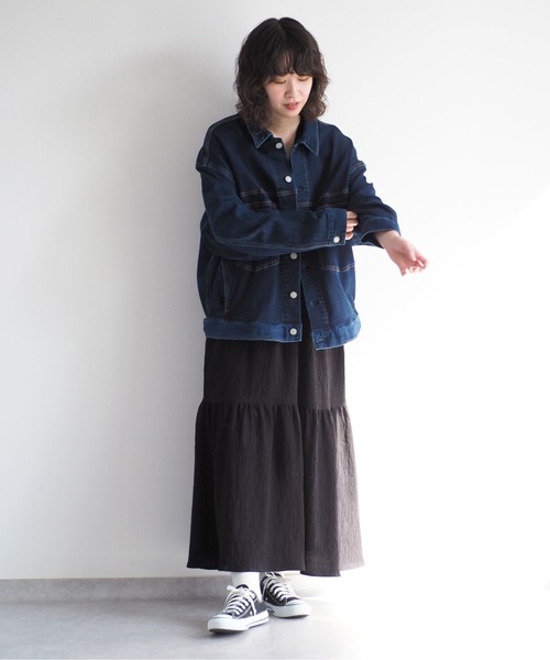 cepo(セポ)の「シワ加工バックリボンギャザーワンピース(ワンピース・レディース・ブラック/オフホワイト・M)」の11枚目の写真