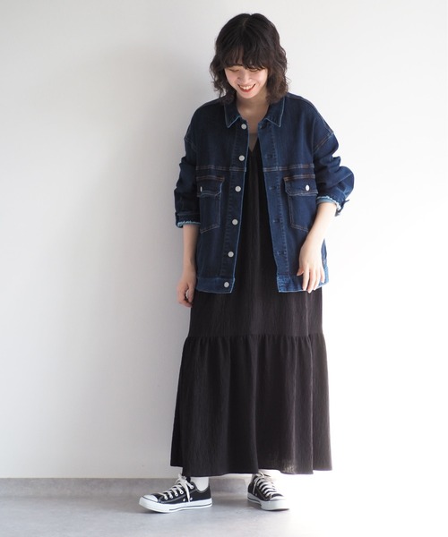 cepo(セポ)の「シワ加工バックリボンギャザーワンピース(ワンピース・レディース・ブラック/オフホワイト・M)」の16枚目の写真