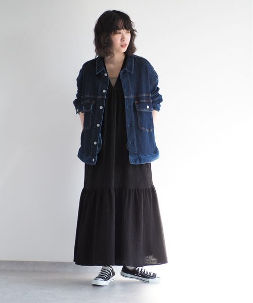 cepo(セポ)の「シワ加工バックリボンギャザーワンピース(ワンピース・レディース・ブラック/オフホワイト・M)」の10枚目の写真