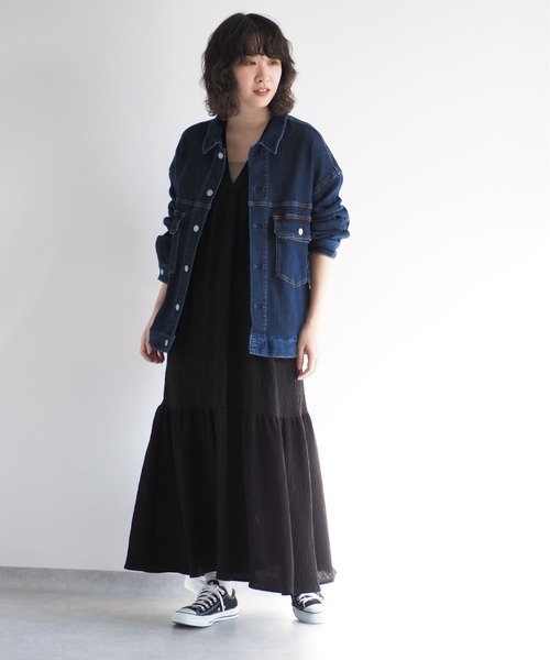 cepo(セポ)の「シワ加工バックリボンギャザーワンピース(ワンピース・レディース・ブラック/オフホワイト・M)」の9枚目の写真