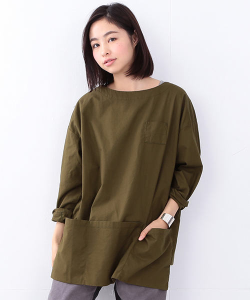 BEAMS BOY（ビームスボーイ）の「Napron×BEAMS BOY / コットン エプロンシャツ SPECIAL（シャツ/ブラウス・レディース・ホワイト/レッド/オリーブ・ONE SIZE）」の2枚目の写真