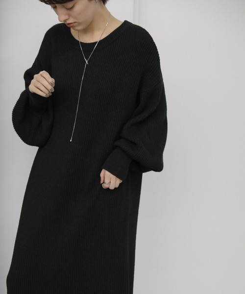 セール】ボリュームスリーブロングニットワンピース（ワンピース