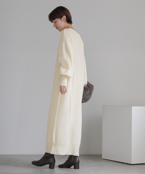 ニョロボン セール】ボリュームスリーブロングニットワンピース（ワンピース