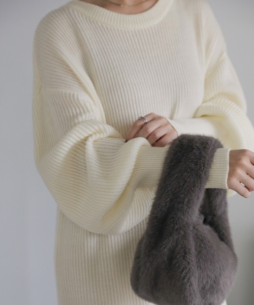 セール】ボリュームスリーブロングニットワンピース（ワンピース