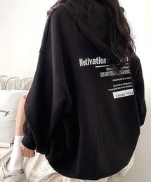 Motivationロゴプリントオーバーサイズパーカー