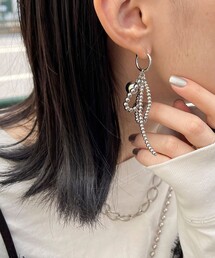ボールチェーンアシメピアス