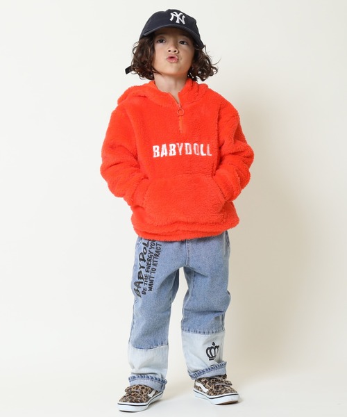 BABYDOLL（ベビードール）の「親子お揃い ロゴ刺繍ボアパーカー 8970K（パーカー・キッズ・ライトグリーン系1/オレンジ系9・80ｃｍ/110cm/140cm/150cm/90cm/100cm/120cm/130cm）」の3枚目の写真