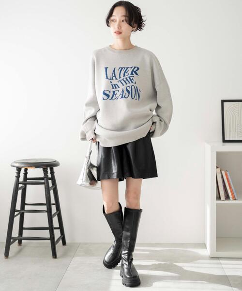 WEGO(ウィゴー)の「WEGO/ウェーブロゴジャガードニットプルオーバー(ニット/セーター・レディース・ブラック/グレー/グリーン・FREE)」の5枚目の写真