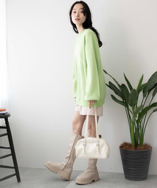 WEGO(ウィゴー)の「WEGO/ウェーブロゴジャガードニットプルオーバー(ニット/セーター・レディース・ブラック/グレー/グリーン・FREE)」の12枚目の写真