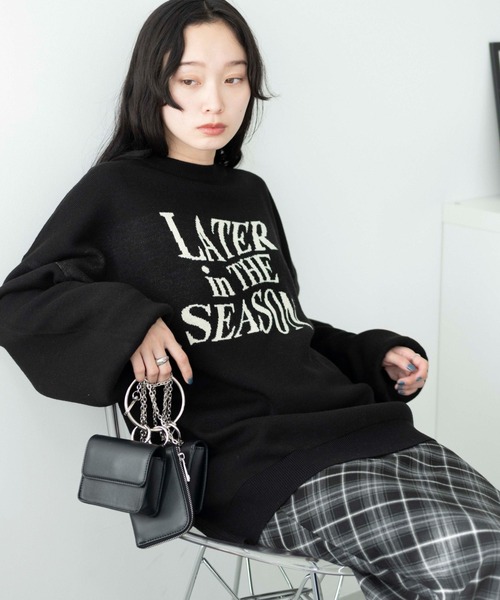 WEGO(ウィゴー)の「WEGO/ウェーブロゴジャガードニットプルオーバー(ニット/セーター・レディース・ブラック/グレー/グリーン・FREE)」の2枚目の写真