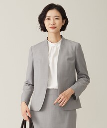グレー ノーカラーウール風ジャケット trim_ofkss_iteme53c46e88a9311e