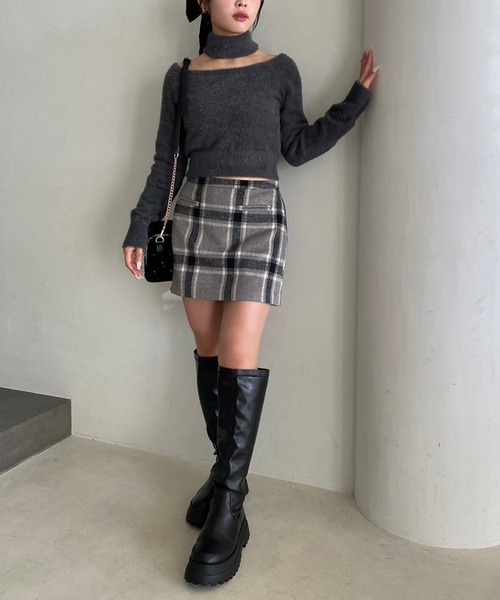 one after another NICE CLAUP(ワンアフターアナザーナイスクラップ)の「マルチWAY/チョーカーニット(ニット/セーター・レディース・ピンク/ブラック/グレー/アイボリー・FREE)」の16枚目の写真