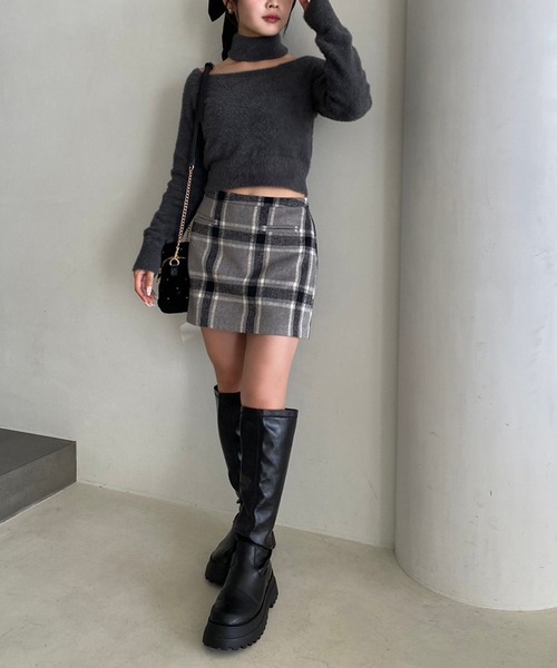 one after another NICE CLAUP(ワンアフターアナザーナイスクラップ)の「マルチWAY/チョーカーニット(ニット/セーター・レディース・ピンク/ブラック/グレー/アイボリー・FREE)」の17枚目の写真