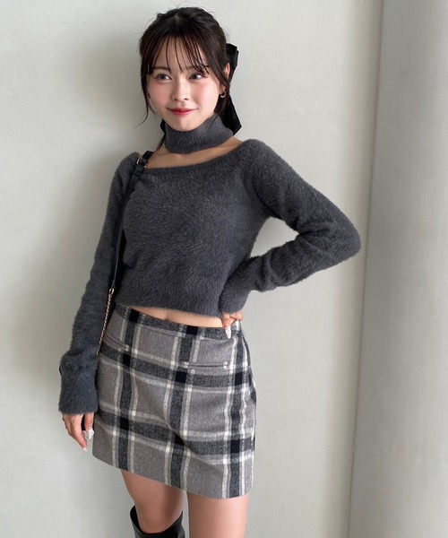 one after another NICE CLAUP(ワンアフターアナザーナイスクラップ)の「マルチWAY/チョーカーニット(ニット/セーター・レディース・ピンク/ブラック/グレー/アイボリー・FREE)」の13枚目の写真