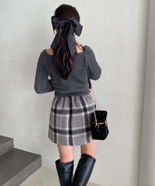 one after another NICE CLAUP(ワンアフターアナザーナイスクラップ)の「マルチWAY/チョーカーニット(ニット/セーター・レディース・ピンク/ブラック/グレー/アイボリー・FREE)」の18枚目の写真