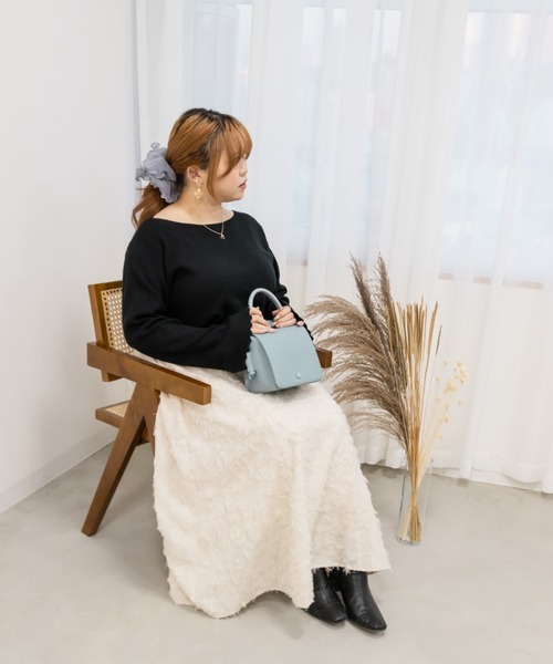 CLETTE(クレット)の「フリンジジャガードスカート(スカート・レディース・ピンクベージュ/アイボリー/ブラック・4L/3L/LL)」の6枚目の写真