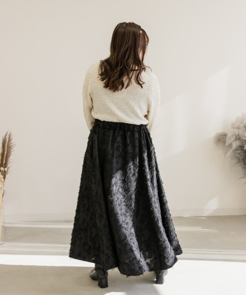 CLETTE(クレット)の「フリンジジャガードスカート(スカート・レディース・ピンクベージュ/アイボリー/ブラック・4L/3L/LL)」の13枚目の写真