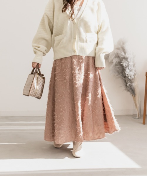 CLETTE(クレット)の「フリンジジャガードスカート(スカート・レディース・ピンクベージュ/アイボリー/ブラック・4L/3L/LL)」の15枚目の写真