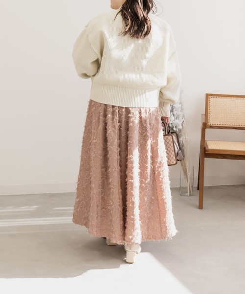 CLETTE(クレット)の「フリンジジャガードスカート(スカート・レディース・ピンクベージュ/アイボリー/ブラック・4L/3L/LL)」の16枚目の写真