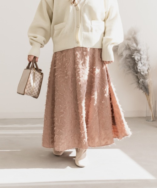 CLETTE(クレット)の「フリンジジャガードスカート(スカート・レディース・ピンクベージュ/アイボリー/ブラック・4L/3L/LL)」の17枚目の写真