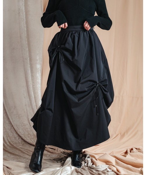 LEANN MOMENT（リーンモーメント）の「Eyelet draping skirt（スカート・レディース・ブラック/ライトグレー・SMALL/MEDIUM）」の2枚目の写真