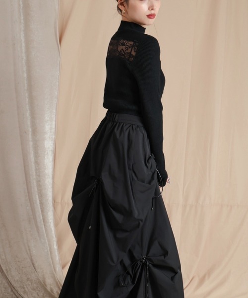 LEANN MOMENT（リーンモーメント）の「Eyelet draping skirt（スカート・レディース・ブラック/ライトグレー・SMALL/MEDIUM）」の11枚目の写真