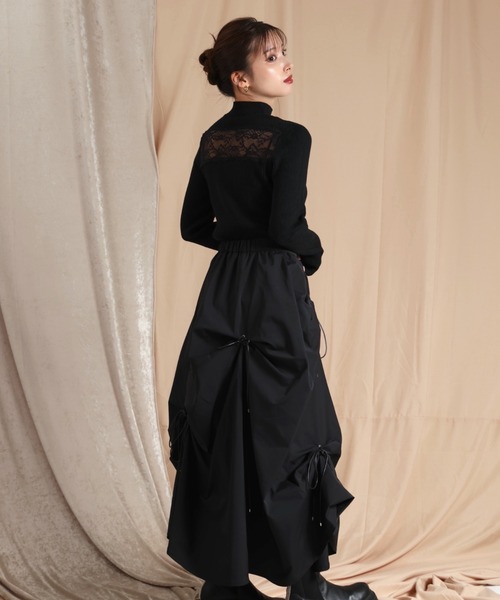 LEANN MOMENT（リーンモーメント）の「Eyelet draping skirt（スカート・レディース・ブラック/ライトグレー・SMALL/MEDIUM）」の18枚目の写真