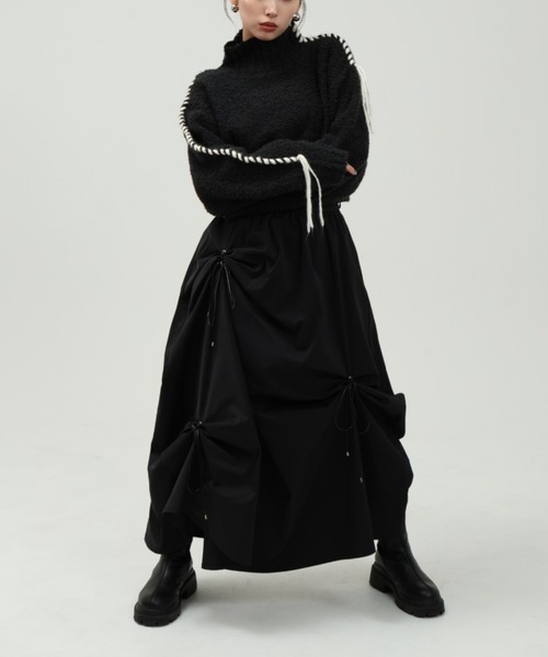 LEANN MOMENT（リーンモーメント）の「Eyelet draping skirt（スカート・レディース・ブラック/ライトグレー・SMALL/MEDIUM）」の21枚目の写真