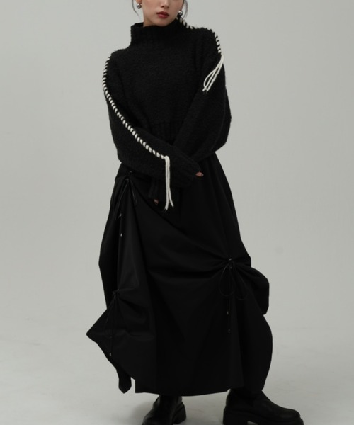 LEANN MOMENT（リーンモーメント）の「Eyelet draping skirt（スカート・レディース・ブラック/ライトグレー・SMALL/MEDIUM）」の22枚目の写真