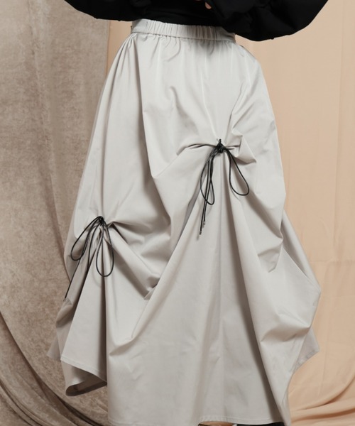 LEANN MOMENT（リーンモーメント）の「Eyelet draping skirt（スカート・レディース・ブラック/ライトグレー・SMALL/MEDIUM）」の7枚目の写真