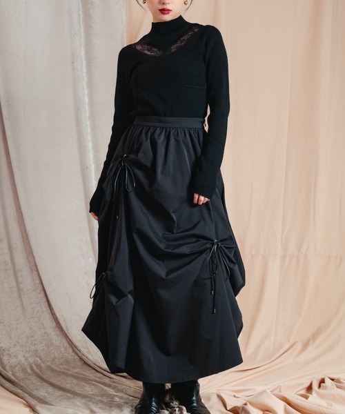 LEANN MOMENT（リーンモーメント）の「Eyelet draping skirt（スカート・レディース・ブラック/ライトグレー・SMALL/MEDIUM）」の13枚目の写真