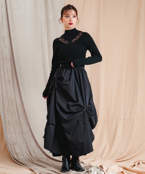 LEANN MOMENT（リーンモーメント）の「Eyelet draping skirt（スカート・レディース・ブラック/ライトグレー・SMALL/MEDIUM）」の15枚目の写真