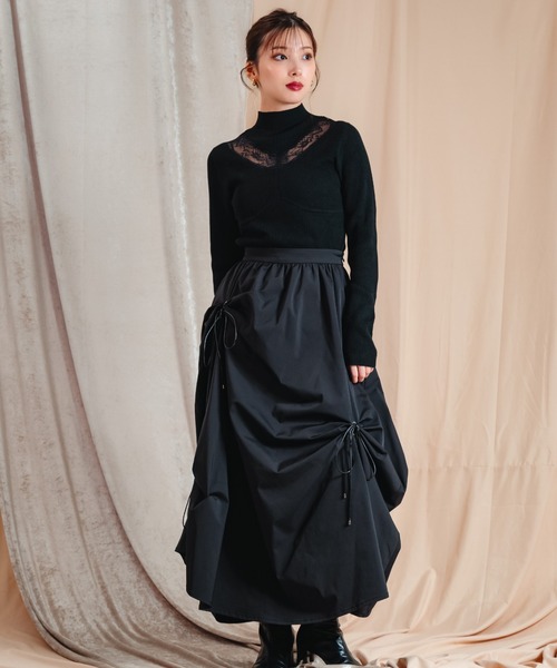 LEANN MOMENT（リーンモーメント）の「Eyelet draping skirt（スカート・レディース・ブラック/ライトグレー・SMALL/MEDIUM）」の17枚目の写真