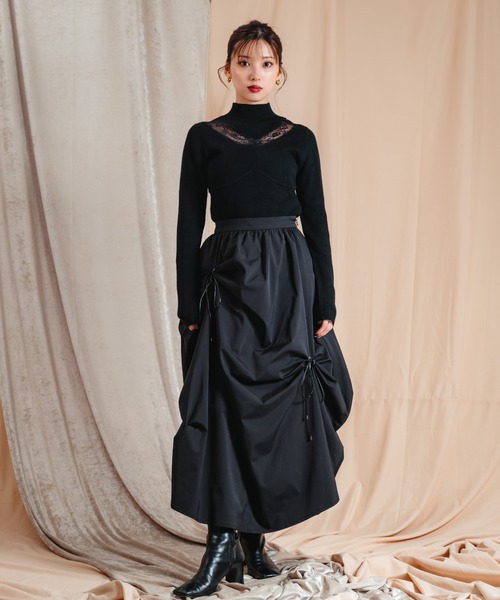 LEANN MOMENT（リーンモーメント）の「Eyelet draping skirt（スカート・レディース・ブラック/ライトグレー・SMALL/MEDIUM）」の16枚目の写真