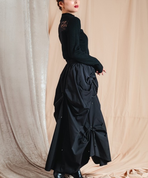 LEANN MOMENT（リーンモーメント）の「Eyelet draping skirt（スカート・レディース・ブラック/ライトグレー・SMALL/MEDIUM）」の12枚目の写真