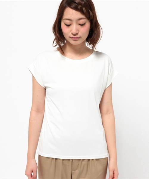 mystic（ミスティック）の「【mystic】レーヨンシンプルTシャツ（Tシャツ/カットソー・レディース・キャメル/オフホワイト/カーキ/ブラック・ﾌﾘ-）」の11枚目の写真