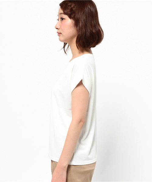 mystic（ミスティック）の「【mystic】レーヨンシンプルTシャツ（Tシャツ/カットソー・レディース・キャメル/オフホワイト/カーキ/ブラック・ﾌﾘ-）」の5枚目の写真