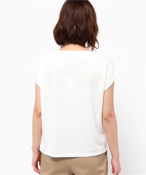 mystic（ミスティック）の「【mystic】レーヨンシンプルTシャツ（Tシャツ/カットソー・レディース・キャメル/オフホワイト/カーキ/ブラック・ﾌﾘ-）」の6枚目の写真