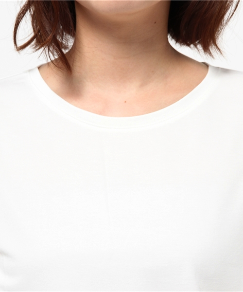 mystic（ミスティック）の「【mystic】レーヨンシンプルTシャツ（Tシャツ/カットソー・レディース・キャメル/オフホワイト/カーキ/ブラック・ﾌﾘ-）」の7枚目の写真